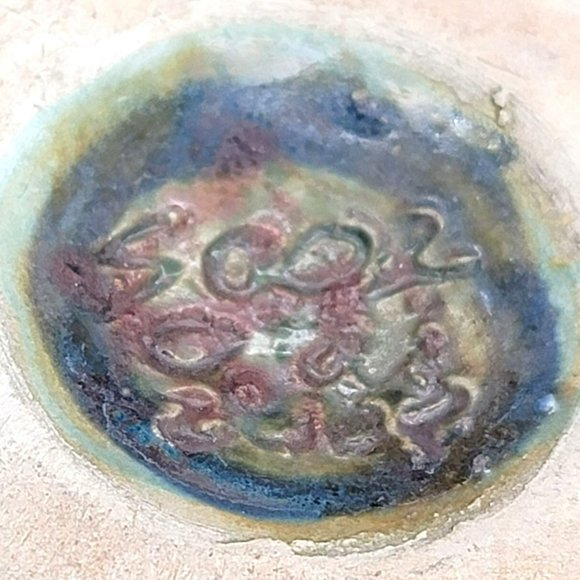 Sooz Glazebrook Footed Pot Bowl Art Pottery Artisan Signed Blue Copper JS8138 - Picture 6 of 7